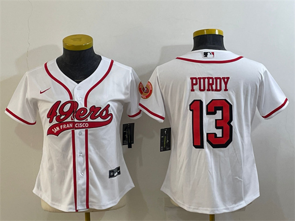 Youth San Francisco 49ers #13 Brock Purdy New White With Patch Cool Base Stitched Baseball Jersey
